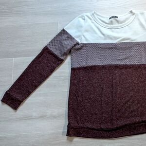 Heathered red and white long sleeved shirt, medium, by Pink Clover